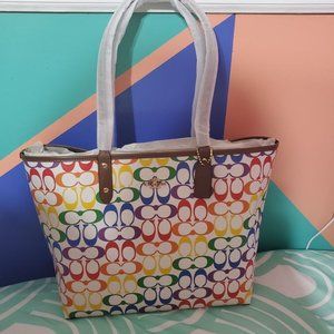 NWT Rainbow Coach City tote Authentic